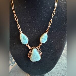 Larimar Copper Teardrop Pendant Necklace
